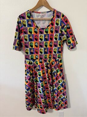 Reformation Svaha Pop Art Heart Organic Cotton Twirl Dress Pockets Multicolor-M